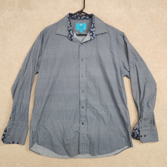 Christian Aujard Other - Christian Aujard Black White Geometric Paisley Long Sleeve Button-Down Shirt XL